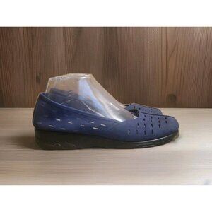 Aerosoles Perforated Leather Slip On Loafer Shoes Womens Size 9 Blue